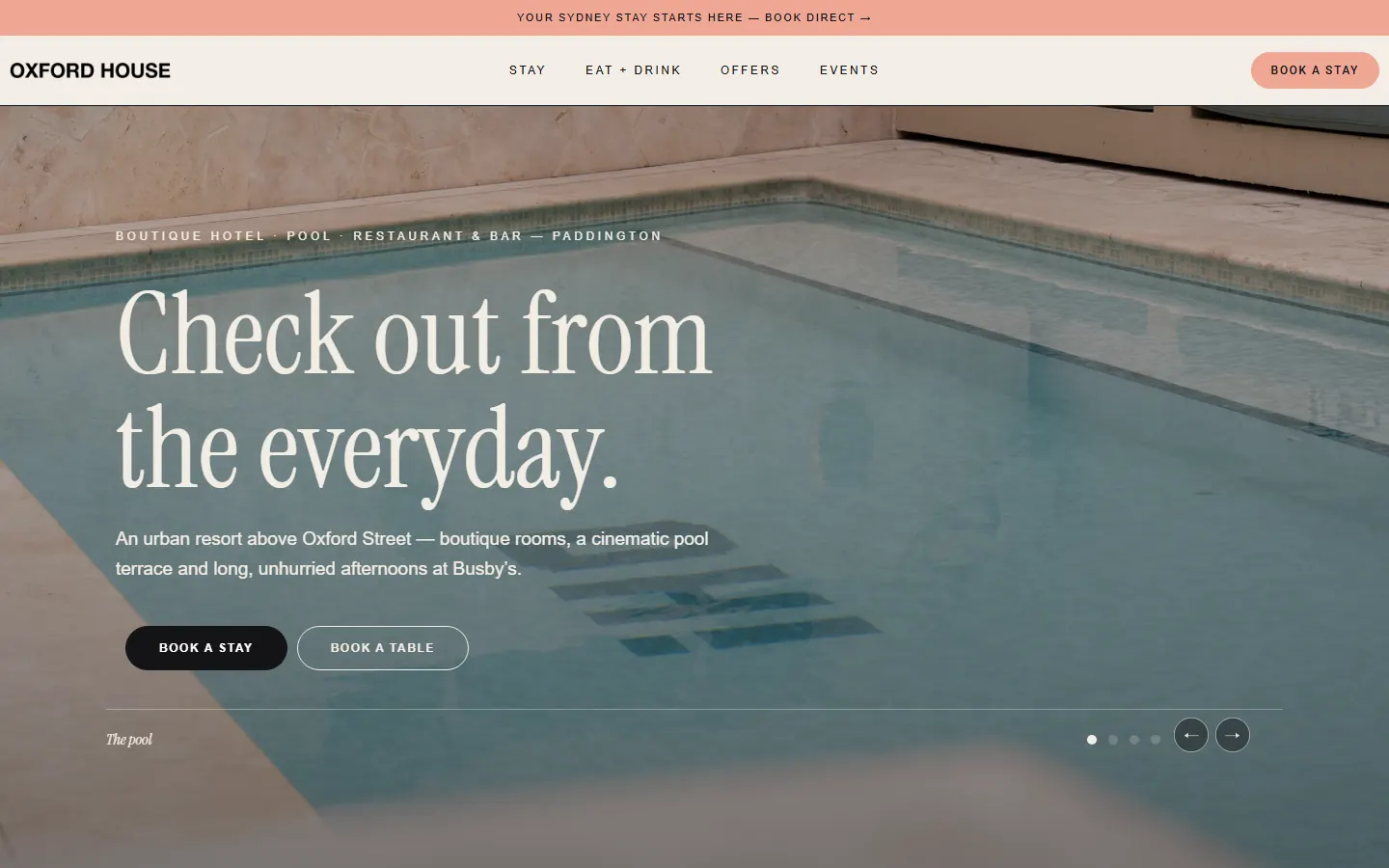 Oxford House, Paddington: the homepage on a laptop
