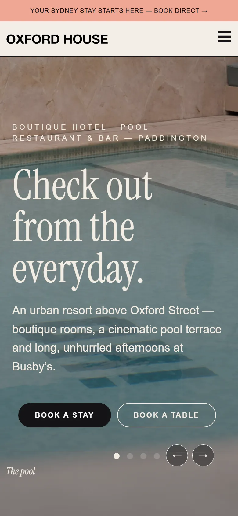 Oxford House, Paddington: the homepage on a phone