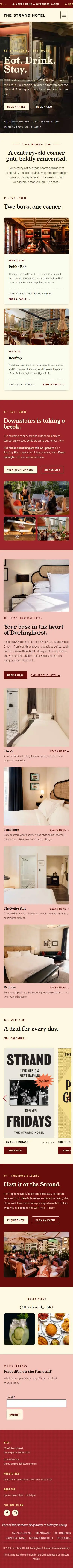 The Strand’s homepage on a phone, from the first screen to the footer