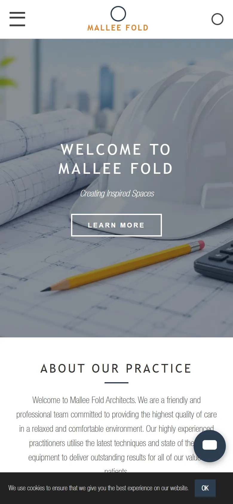 An illustrative old homepage for Mallee Fold Architects, a fictional architecture practice in Bendigo, before the rebuild