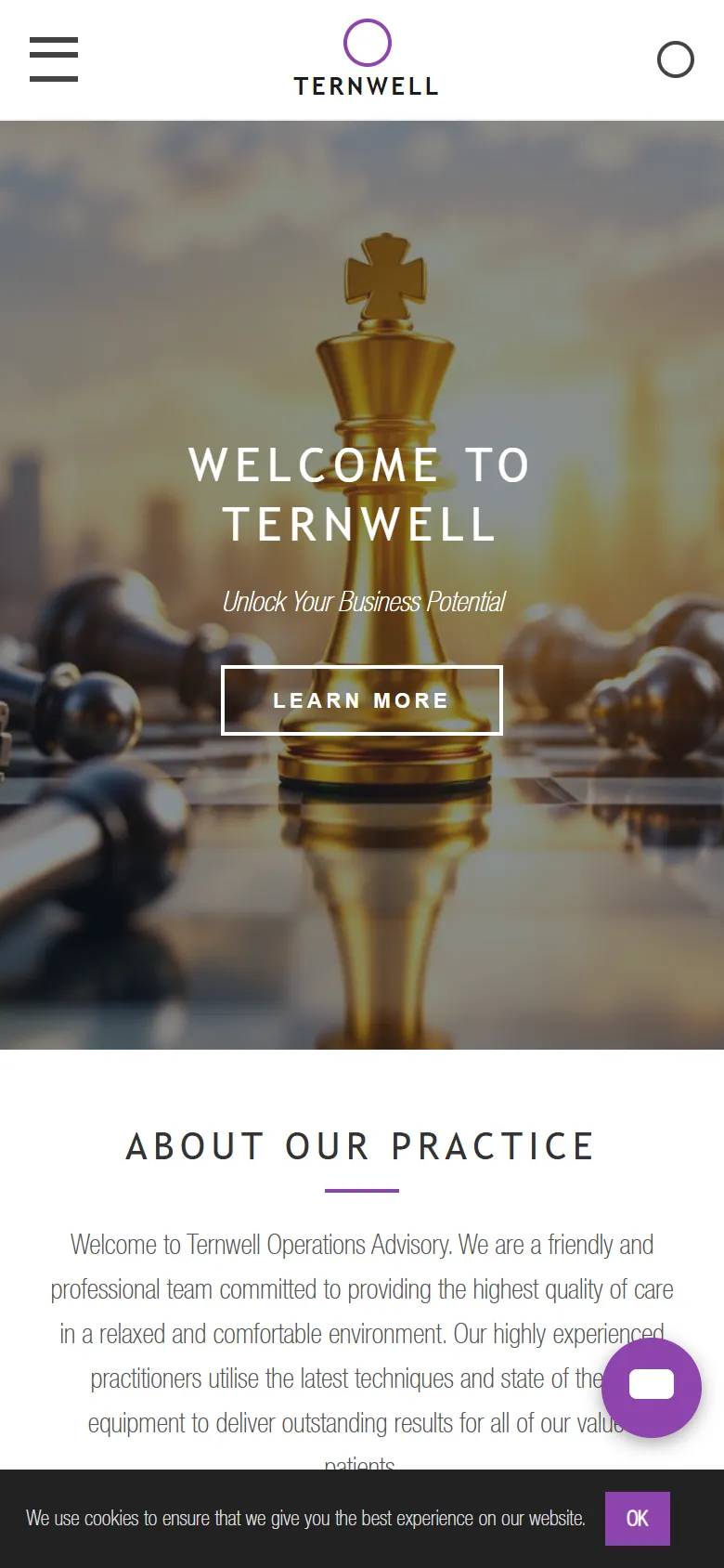 An illustrative old homepage for Ternwell Operations Advisory, a fictional consulting practice in Wagga Wagga, before the rebuild