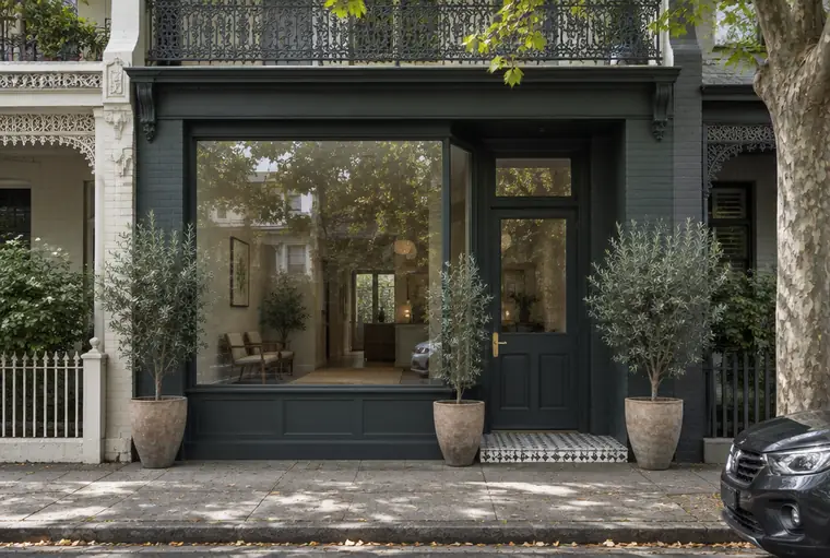The front of our practice, a dark green Victorian terrace on Copper Lane